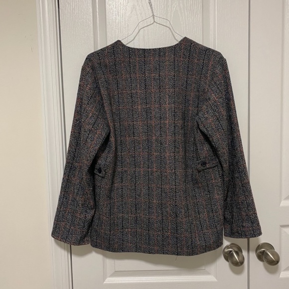 vintage check pattern v neck jacket - Picture 2 of 3